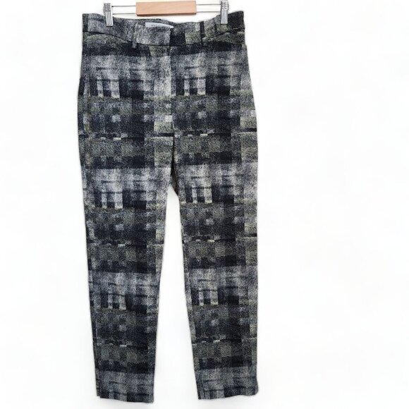 MM Lafleur Condesa Chino Pants sz 0 Jacquard Ankle Abstract Slim Dressy Stretchy - Picture 1 of 16